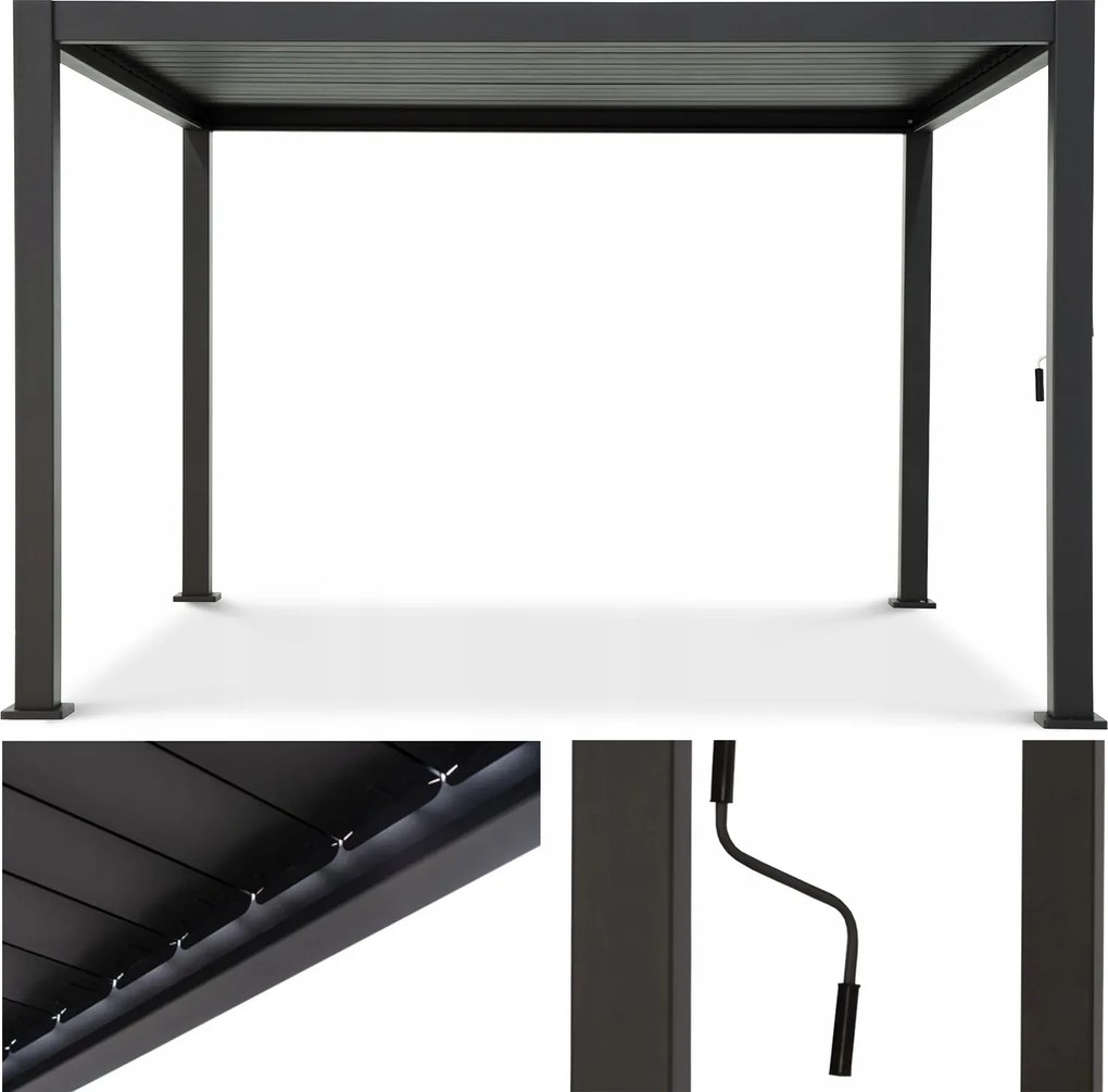 Pergola Záhradná Hliníková Premium 3x4 300x400 Nastaviteľná Otváracia Strecha