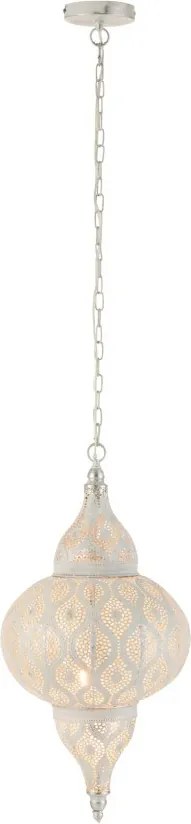Biele kovové závesné svetlo / luster Oriental drop - Ø 31*133 cm