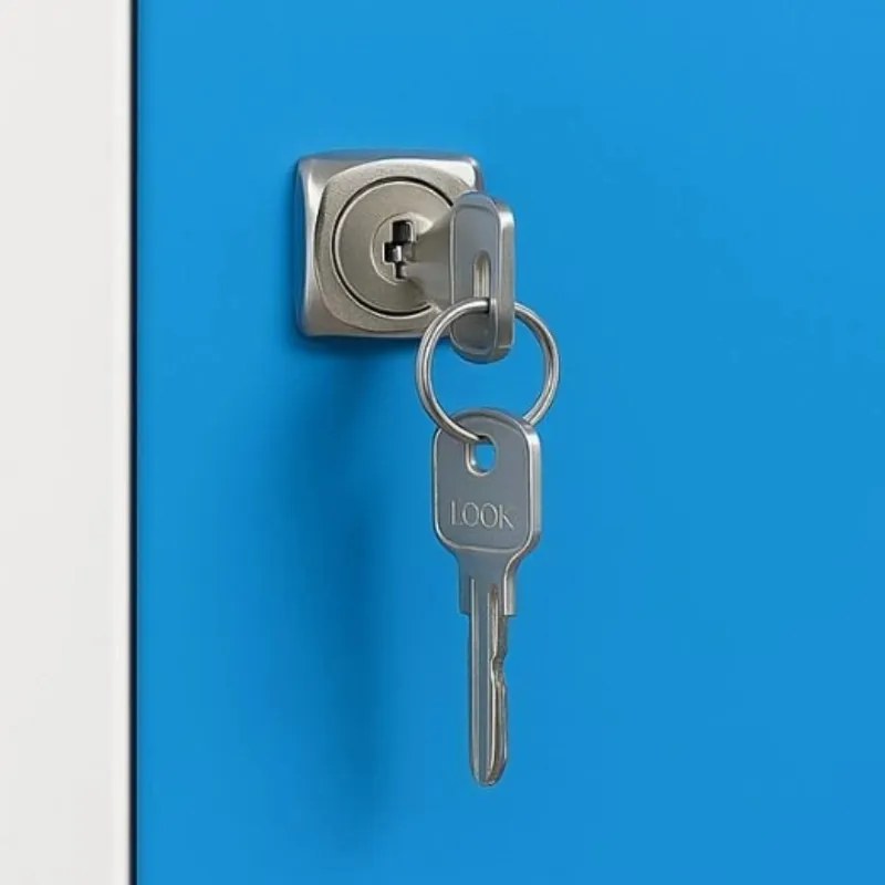 Plechová šatníková skrinka S8 na sokli, 2-dverová, 1800 x 600 x 500 mm, cylindrický zámok, červené dvere