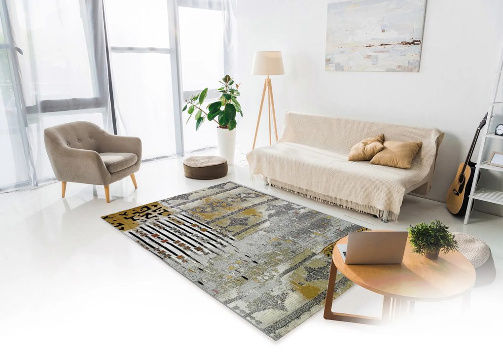 Oriental Weavers, Kusový koberec Zoya 153 X – na von aj na doma, 80x165, šedá, chodba / predsieň