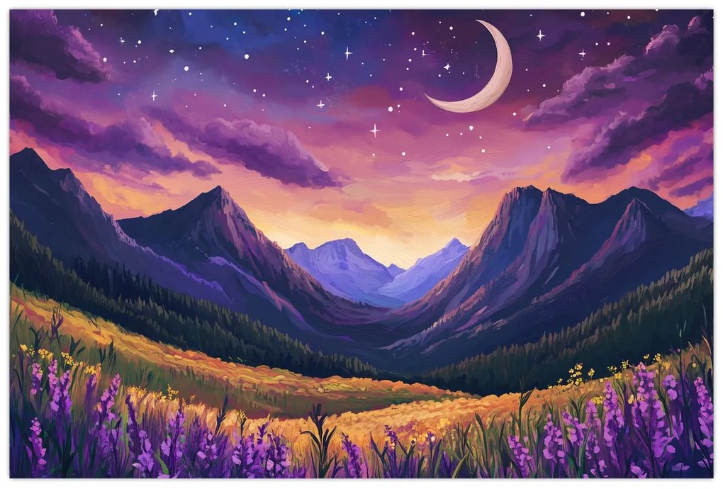 Obraz - Fialová krajina (90x60 cm)