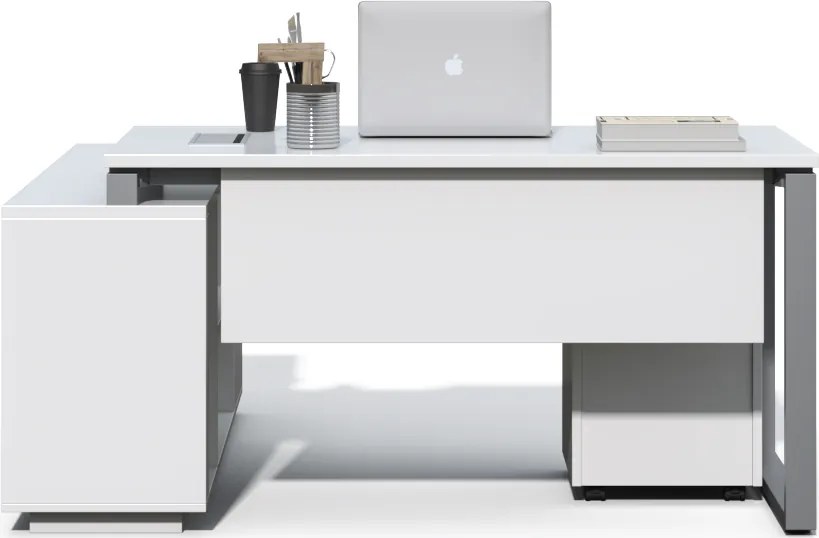 Kancelársky stôl s kontajnerom a komodou Houseland Prime Home 03 160 cm biely