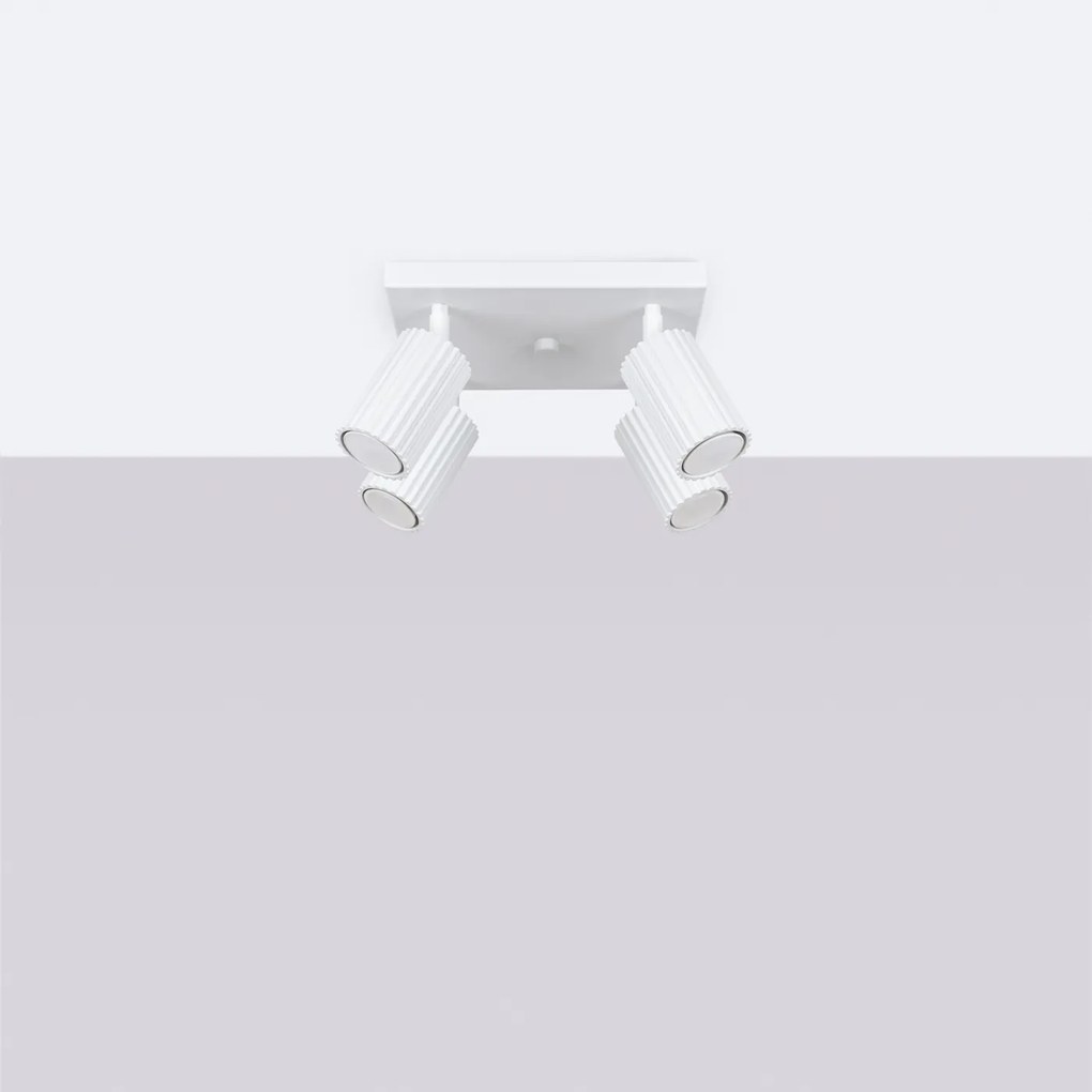 Stropné svietidlo Karbon, 4x biele kovové tienidlo, (možnosť polohovania)