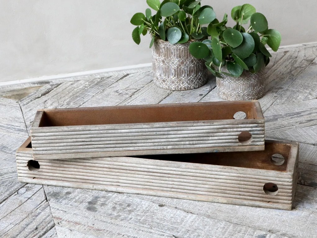 Set 2ks drevených dekoračných podnosov Grim - 50*12*6/ 40*9*6 cm