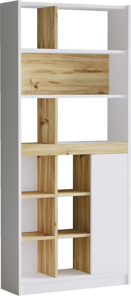 Knižnica Houseland Rory biela/dub Wotan