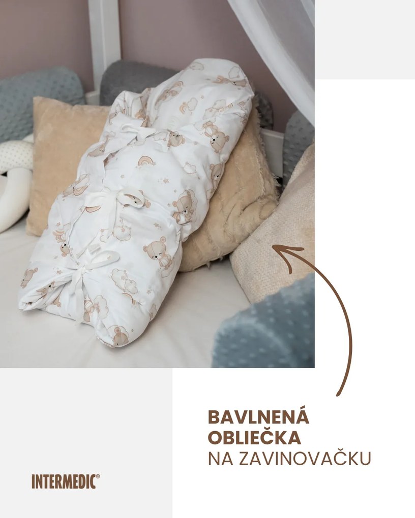 INTERMEDIC SK 5-dielna súprava pre bábätko Teddy/minky krémová – jemná súprava do postieľky