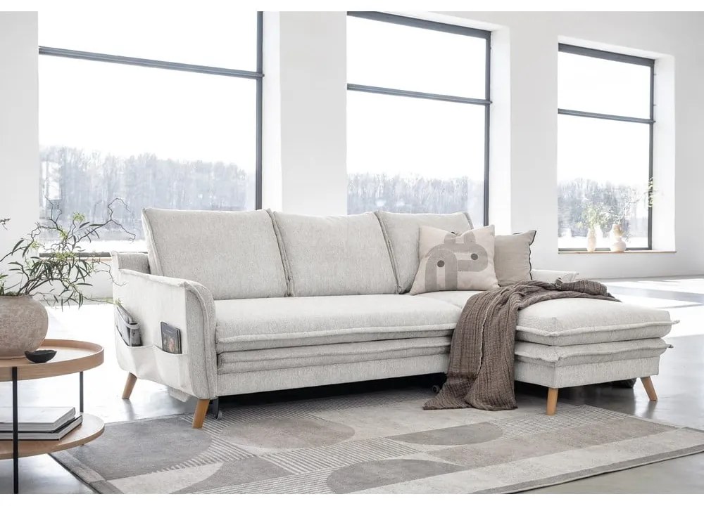 Béžová rozkladacia rohová pohovka (pravý roh) Charming Charlie – Miuform