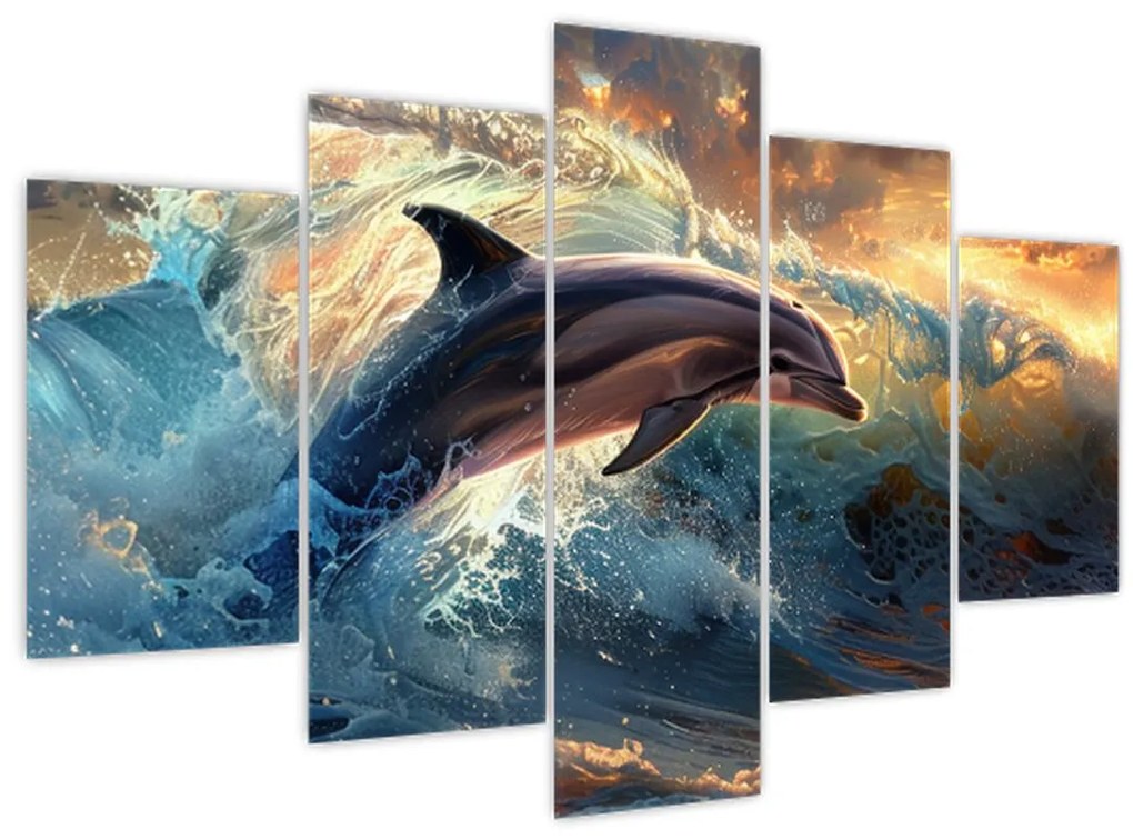 Obraz - Delfín, ilustrácie (150x105 cm)