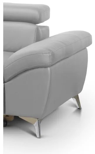 Kožená rohová sedacia súprava SALERNO II L, ľavá, sivá, rozkladacia