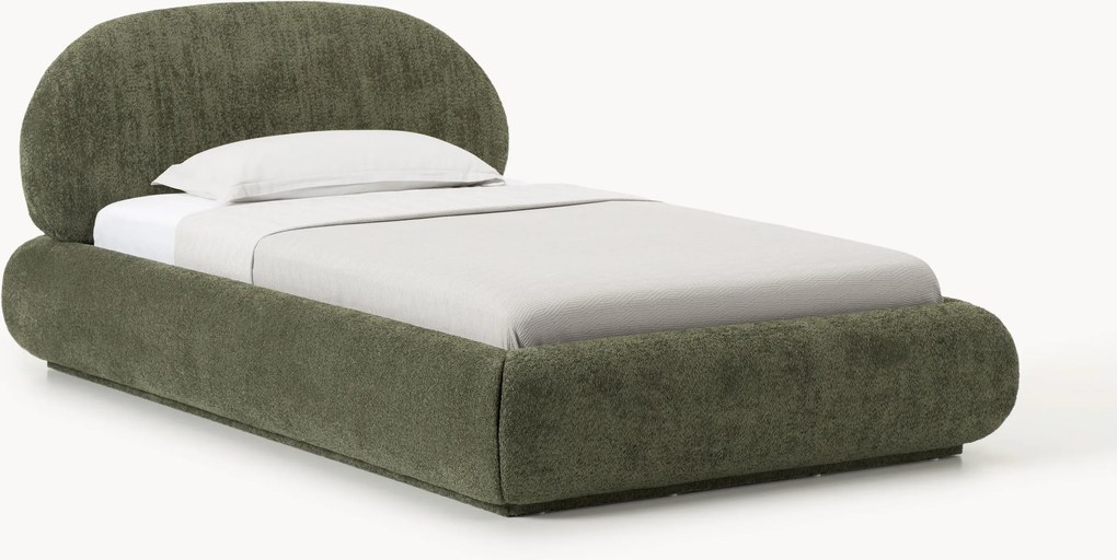 Čalúnená jednolôžková posteľ z plyšového buklé Alba