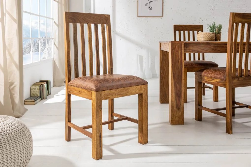 Jedálenský set - stôl z masívu Timber 200cm + 4 stoličky Timber sheesham