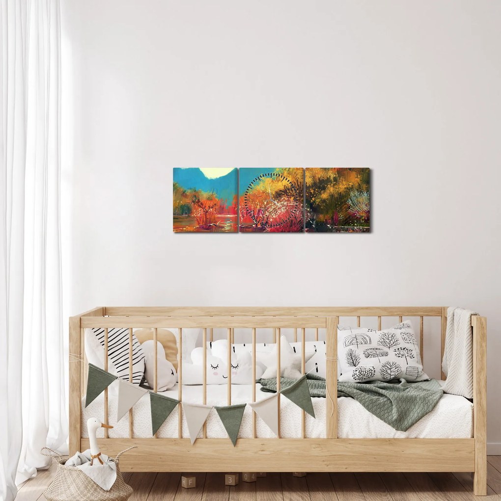 Obraz - Farby jesene (s hodinami) (90x30 cm)