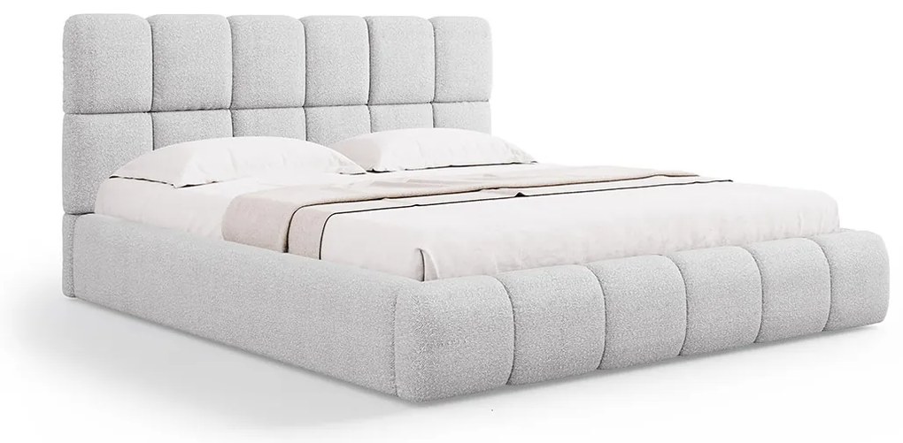 Micadoni Bellis moderná posteľ - Svetlosivá, Bouclé, 160 cm
