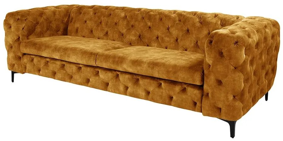 Invicta Interior - Elegantná 3-miestna pohovka Chesterfield MODERN BAROQUE 235 cm horčicovo žltá zamat