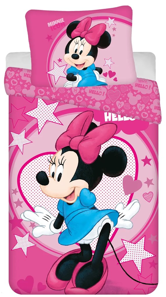 Jerry Fabrics Posteľná bielizeň z mikrovlákna 140x200 + 70x90 cm - Mickey a Minnie "Hello"