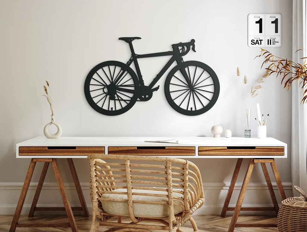 drevko Drevená nálepka na stenu Bicykel Rozmer obrazu: 26 x 44,5 cm, Farba dekorácie: Čierna