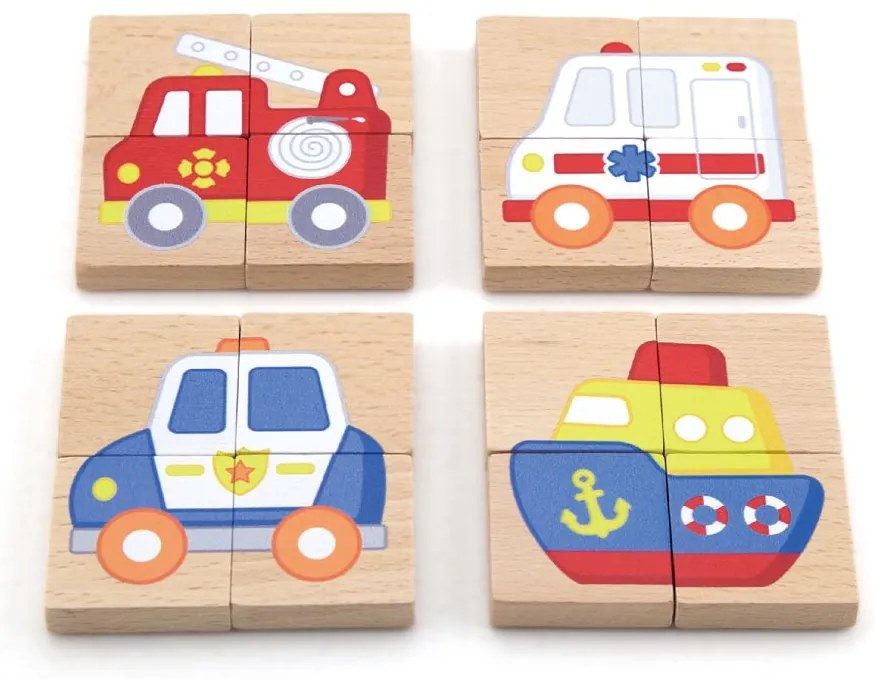 Viga Drevené magnetické puzzle Vozidlá