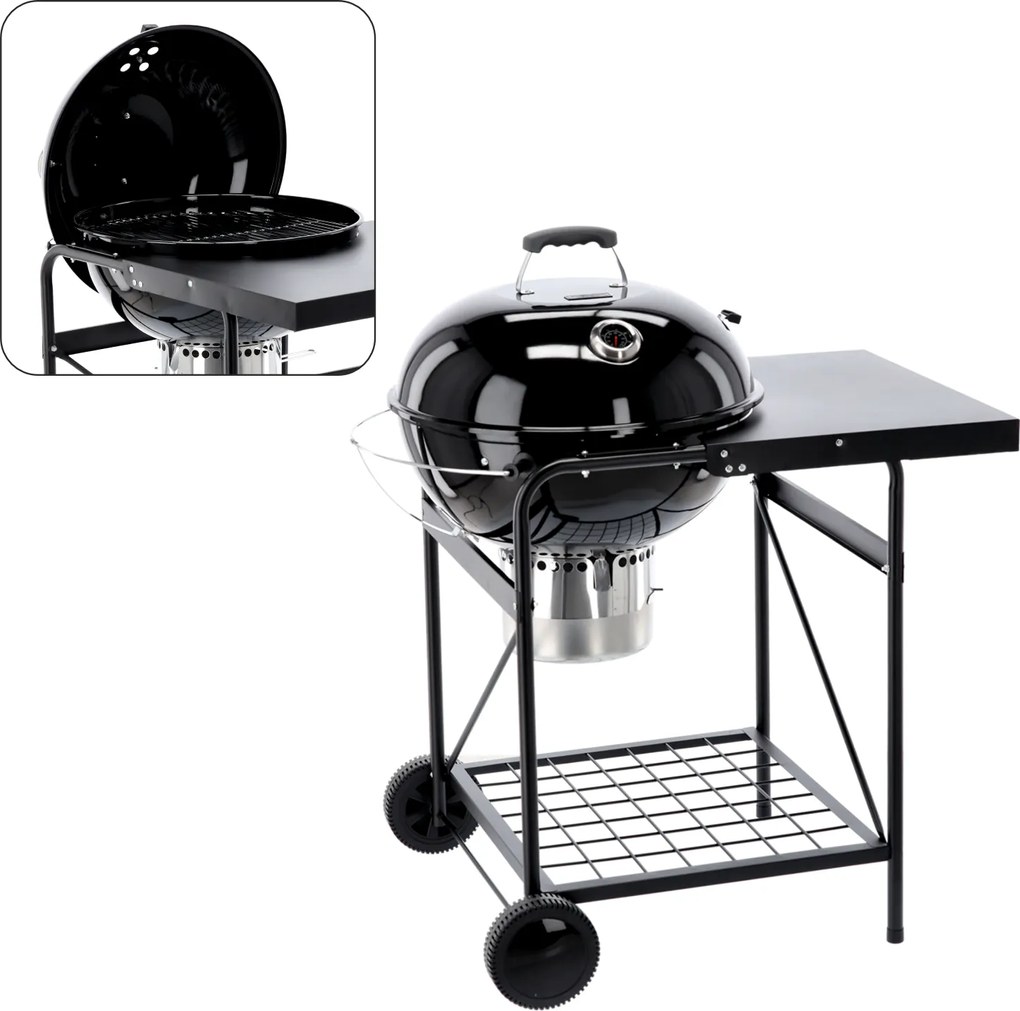 BBQ Meeting Gril na drevené uhlie s vekom a pracovnou doskou 90 x 70,5 x 111 cm *0117