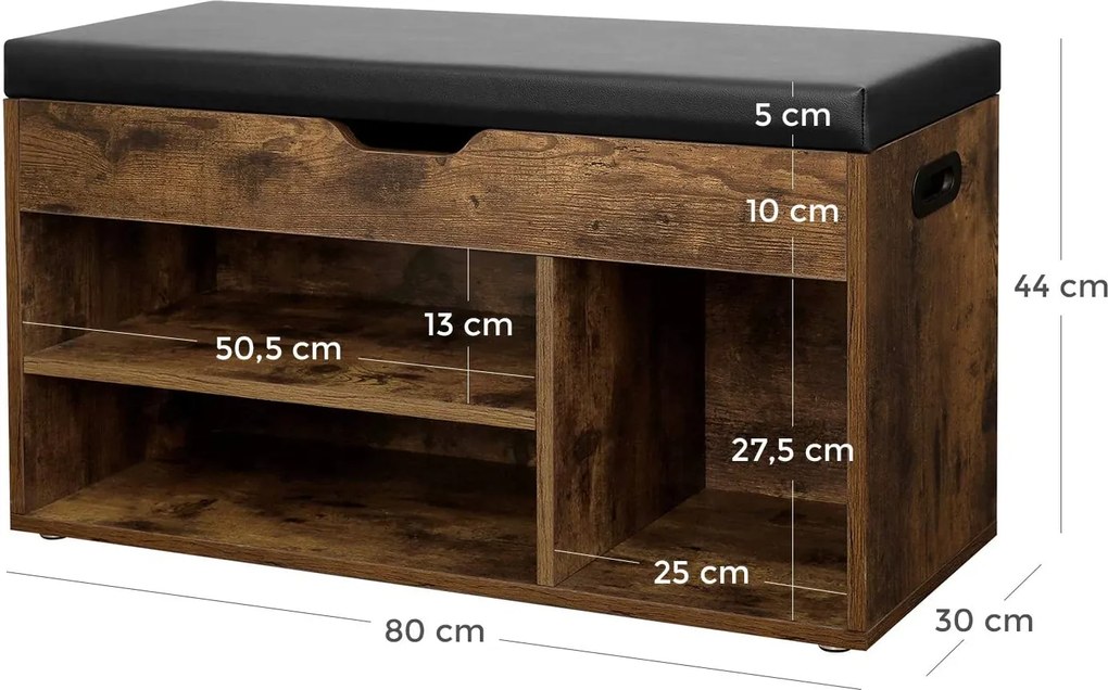 Botník so sedadlom Houseland Liam hnedý/čierny