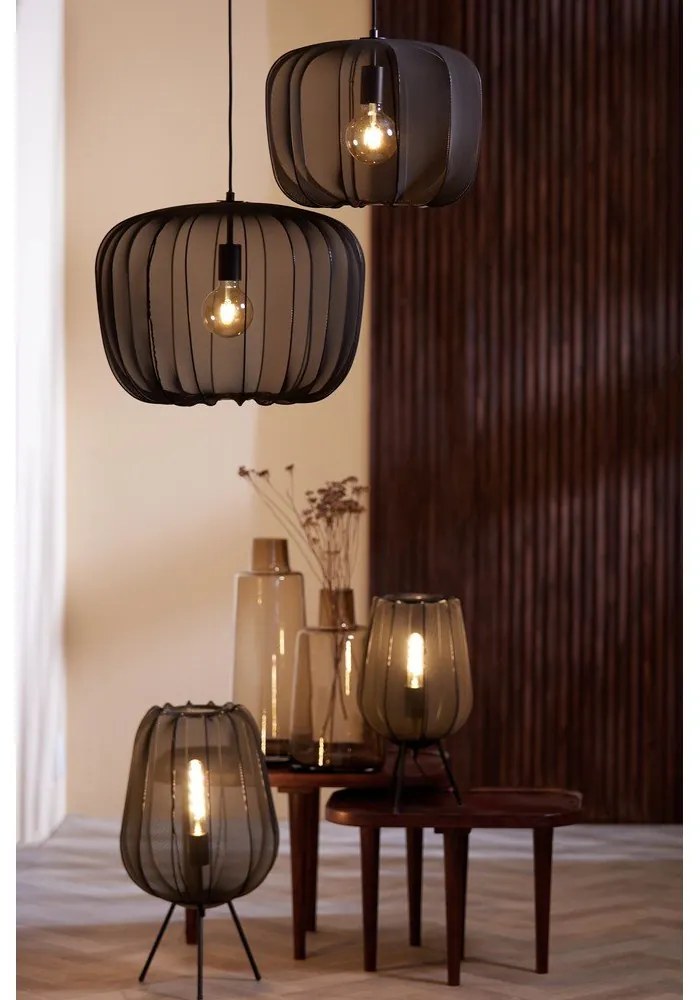 Čierne závesné svietidlo s textilným tienidlom ø 40 cm Plumeria – Light & Living