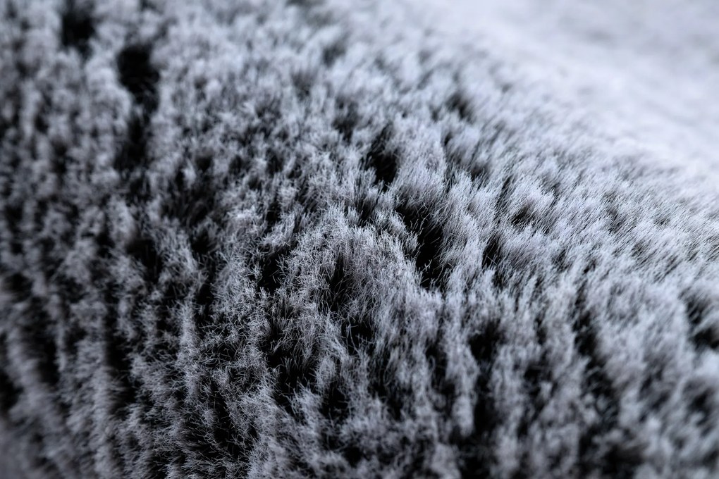 Moderný prateľný koberec LAPIN Shaggy, čierny/ slonová kosť