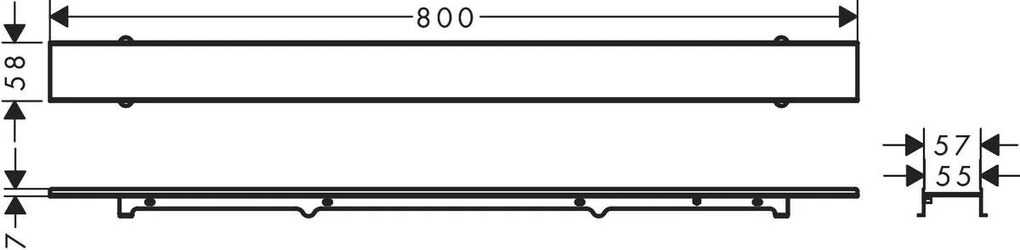 Hansgrohe RainDrain Rock, vrchná sada sprchového žľabu 700, skracovateľný, na položenie dlažby, HAN-56030000