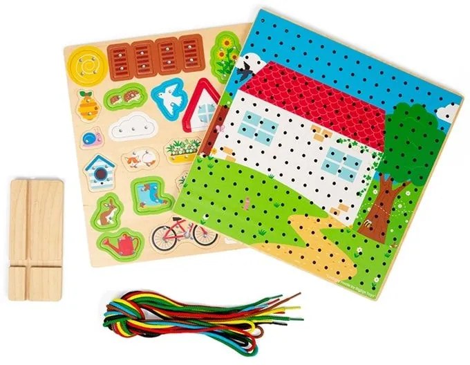 Bigjigs Toys Provlékací deska domeček