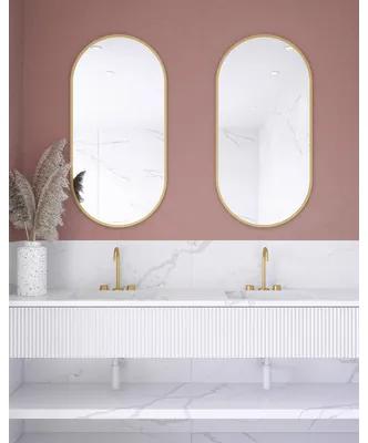 Oválne zrkadlo do kúpeľne Oval Line 100 x 50 cm v zlatom ráme