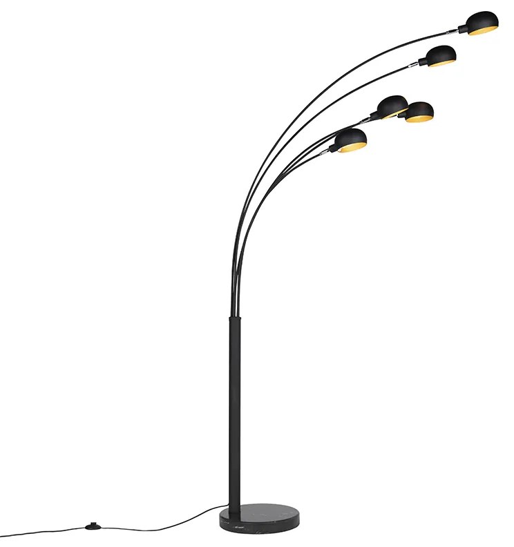 Dizajnová stojaca lampa čierna 5-svetlá - Sixties Marmo