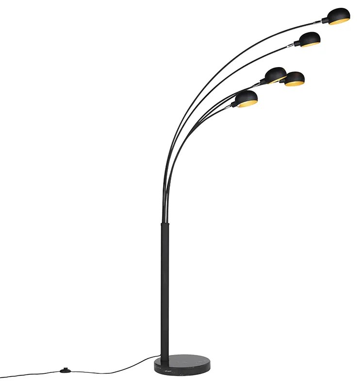 Dizajnová stojaca lampa čierna 5-svetlo - Sixties Marmo