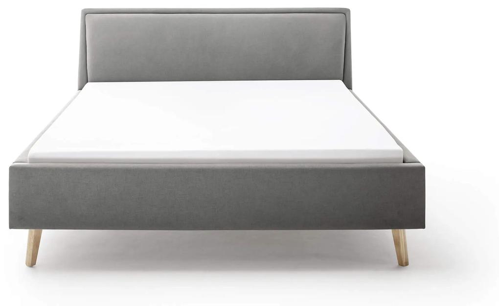 Čalúnená posteľ deria s úložným priestorom 180 x 200 cm svetlosivá MUZZA