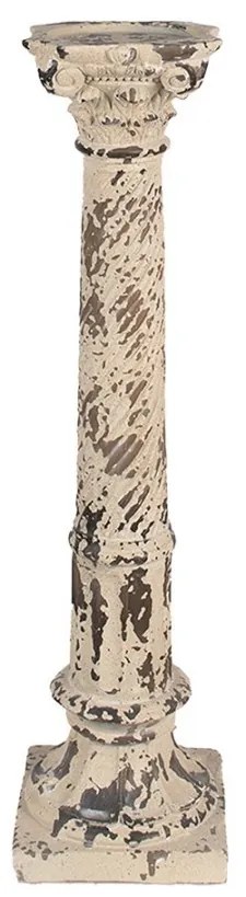 Béžovo - hnedý vysoký svietnik antický stĺp - 16 * 16 * 63 cm