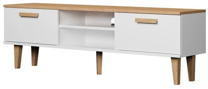 TV stolík DENVER 160 cm biely/dub hickory