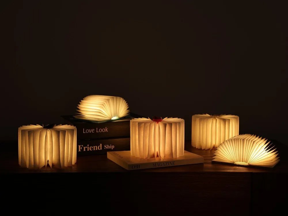 Biela prenosná svetelná dekorácia na USB BookLight – Gingko