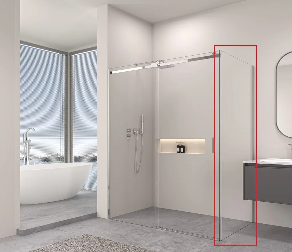 Erga Lynn, pevná stena pre sprchový kút 80x195 cm, 8mm číre sklo, chrómový profil, ERG-V02-LYNN-G080-CL-CR