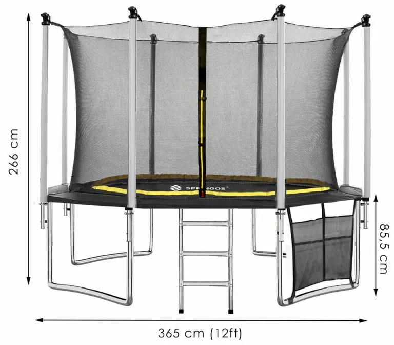 SPRINGOS Trampolína SPRINGOS 366 cm s vnútornou ochrannou sieťou + rebrík