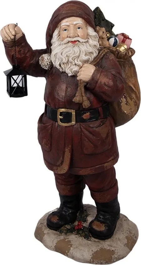 Veľká dekoratívna figúrka Santa Claus s darčekmi a lucernou - 37*39*82 cm