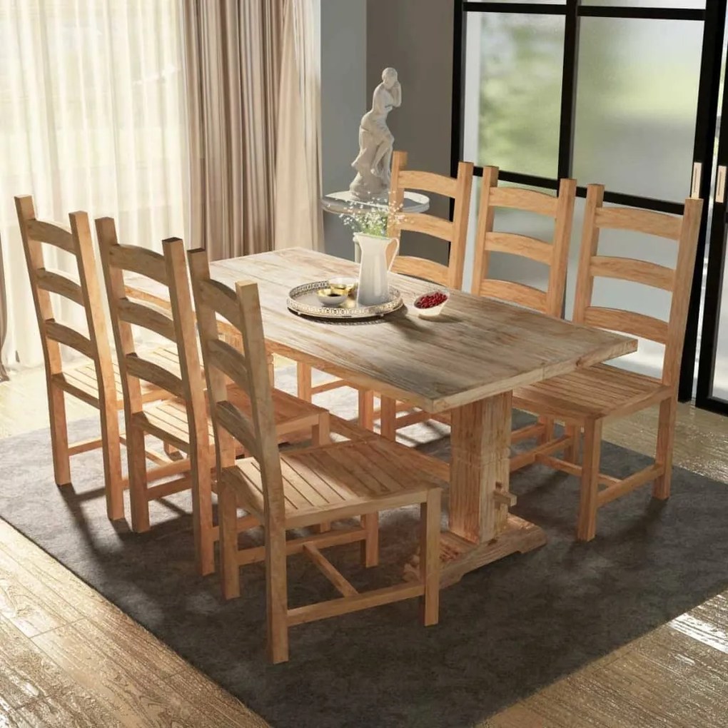 vidaXL 7-dielna jedálenská súprava stola a stoličiek, teakové drevo