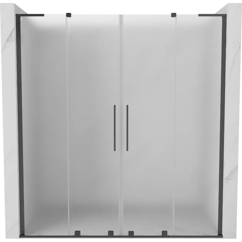 Mexen Velar L Duo, posuvné sprchové dvere do otvoru 200 cm, 8mm sklo námraza, grafit brúsený, 871-200-003-32-66