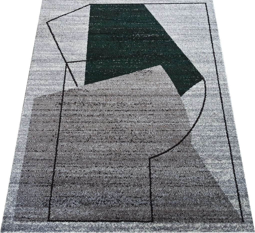 DY Moderný sivo-zelený koberec Otto 06 Rozmer: 80x150 cm