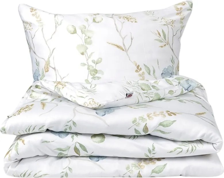 Matex Saténové obliečky Lúka s modrými kvetmi, 140 x 200 cm, 70 x 90 cm