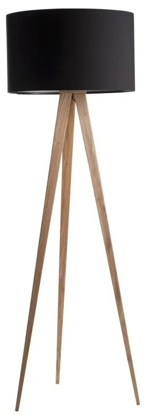 Čierna lampa s drevenými nohami Zuiver Tripod Wood