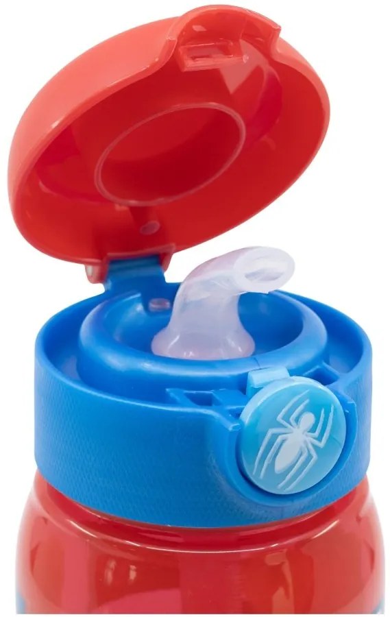Plastová fľaša na pitie so slamkou a viečkom Spiderman - 510 ml