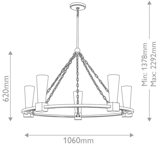 Elstead KRISTY5-DG-OPAL - Luster na tyči KRISTY 5xE27/40W/230V medený