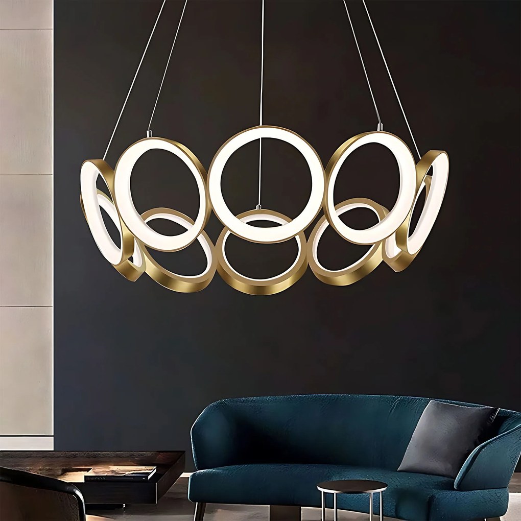 Toolight Toolight, LED závesné svietidlo 80cm, 70W, 4000K, 3269lm, APP1800-CP, zlatá matná, OSW-09667