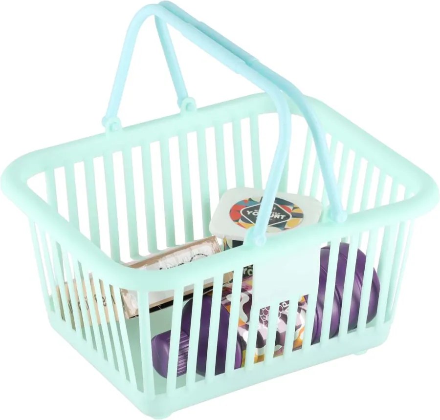 KIK Drevený stánok supermarket s pokladňou, košíkom a potravinami pre deti LULILO