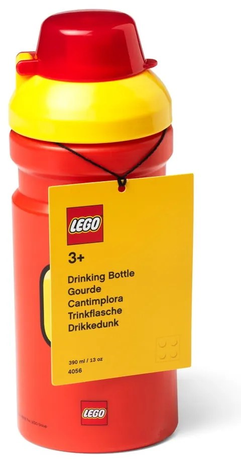 Červená fľaša na vodu s žltým vekom LEGO® Iconic, 390 ml