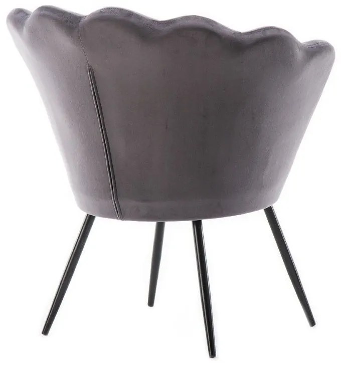 LuxuryForm DESIGN Kreslo FREY VELUR s čiernymi nohami - tmavo šedé