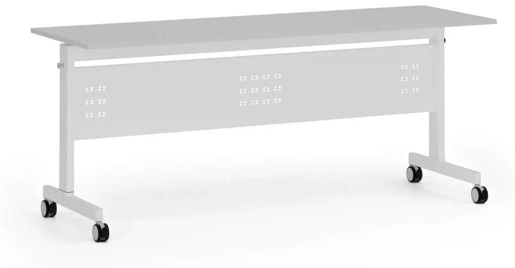 Mobilný stôl PRIMO MOBI, 1800 x 600 mm, biela podnož, sivá