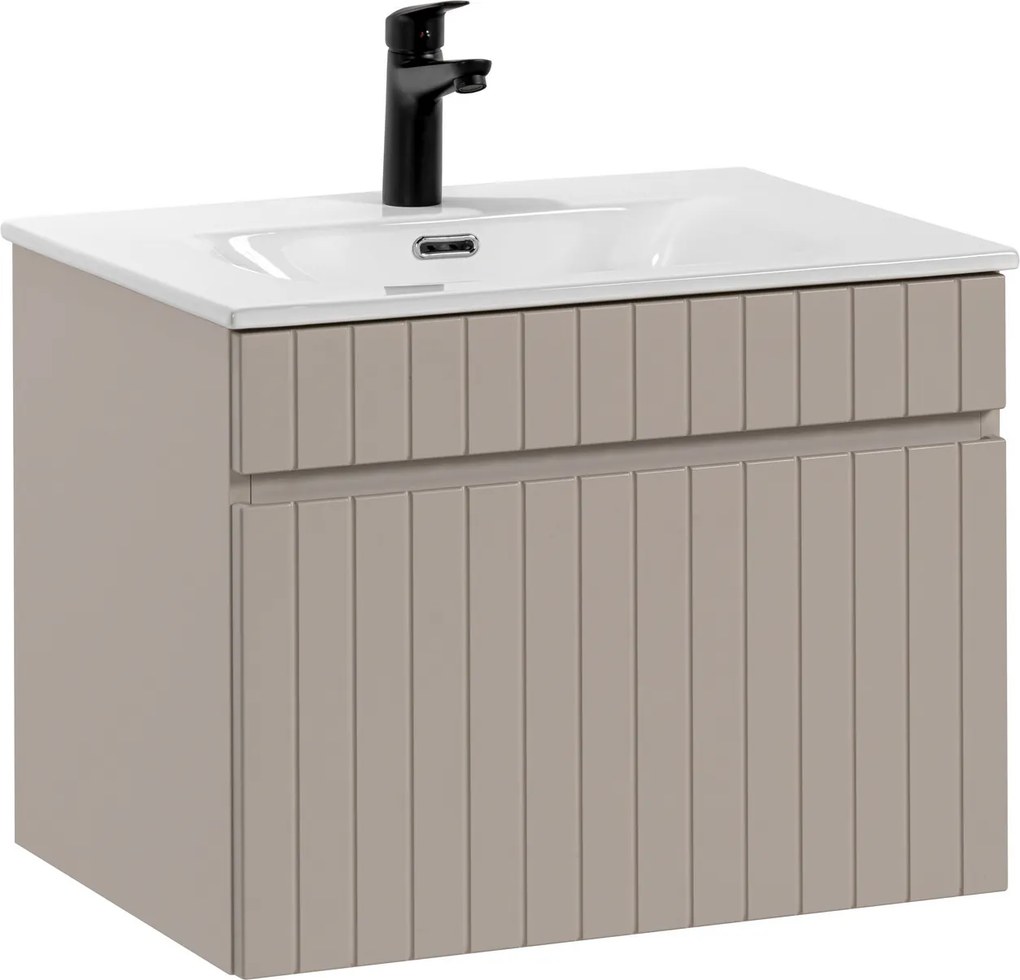 Comad Kúpeľňová skrinka s keramickým umývadlom Iconic Cashmere 60 cm - čierna mat